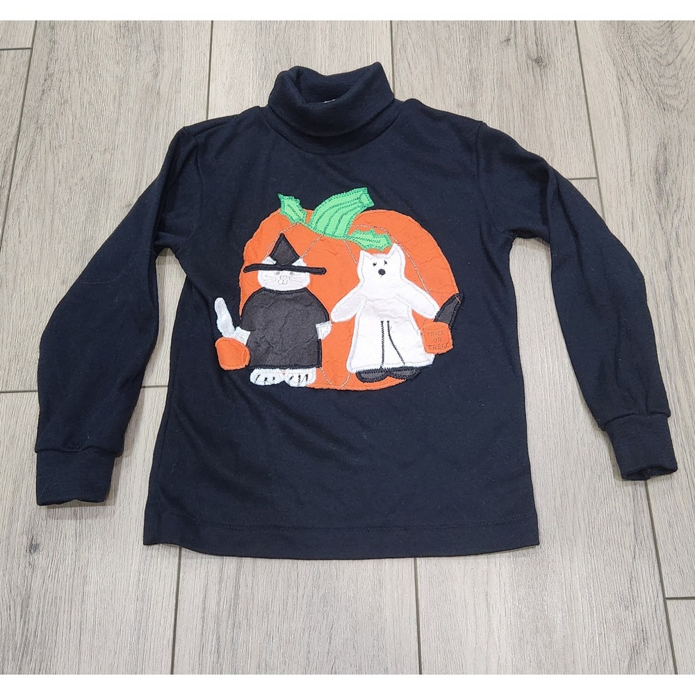 Vintage Halloween Cadet Boys Club Turtleneck Shirt Black Kids Size 5 Made in USA